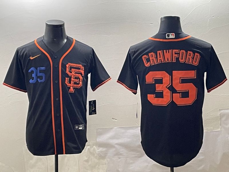 Men San Francisco Giants #35 Crawford Black Game 2025 Nike MLB Jersey style 2